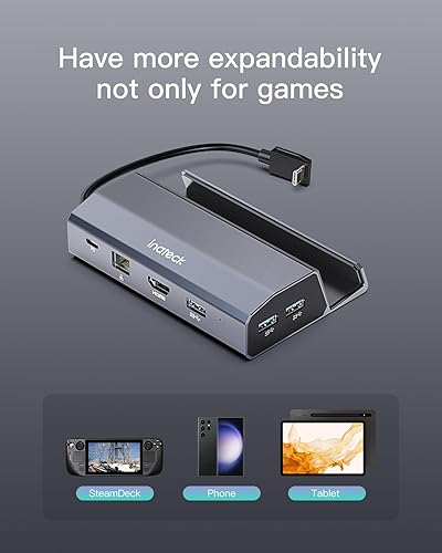 Miniatura 7 de Inateck Base para cubierta de vapor, estación de acoplamiento de aluminio 6 en 1 compatible con Steam Deck, HDMI 4K a 60Hz, PD 100W carga rápida, 3