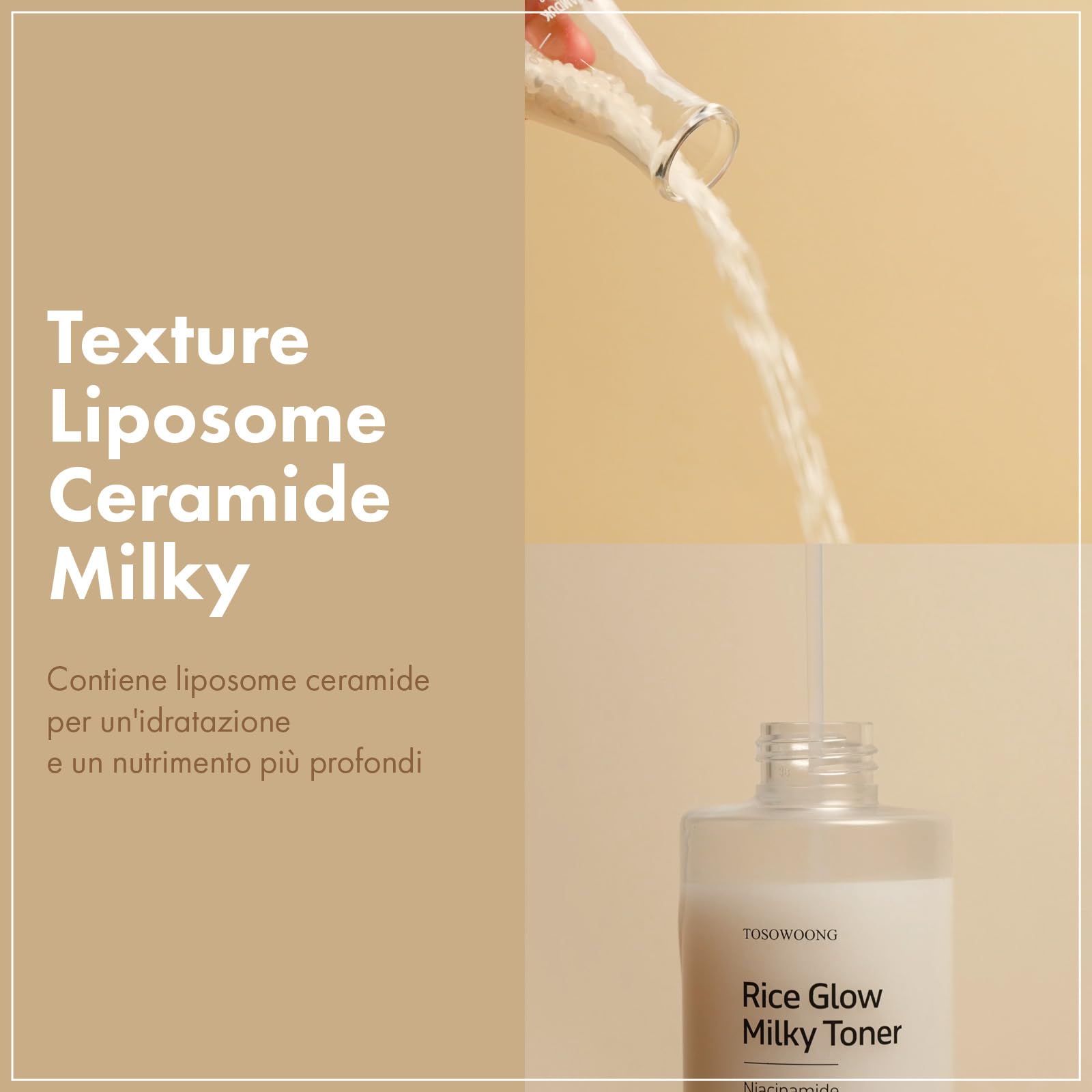TOSOWOONG Tonico Lattiginoso Illuminante al Riso, 784.000ppm di Acqua di Riso Coreano, Niacinamide, Ceramidi, Panthenolo, Idratante, Senza Profumo, Skincare Coreana, 250ml