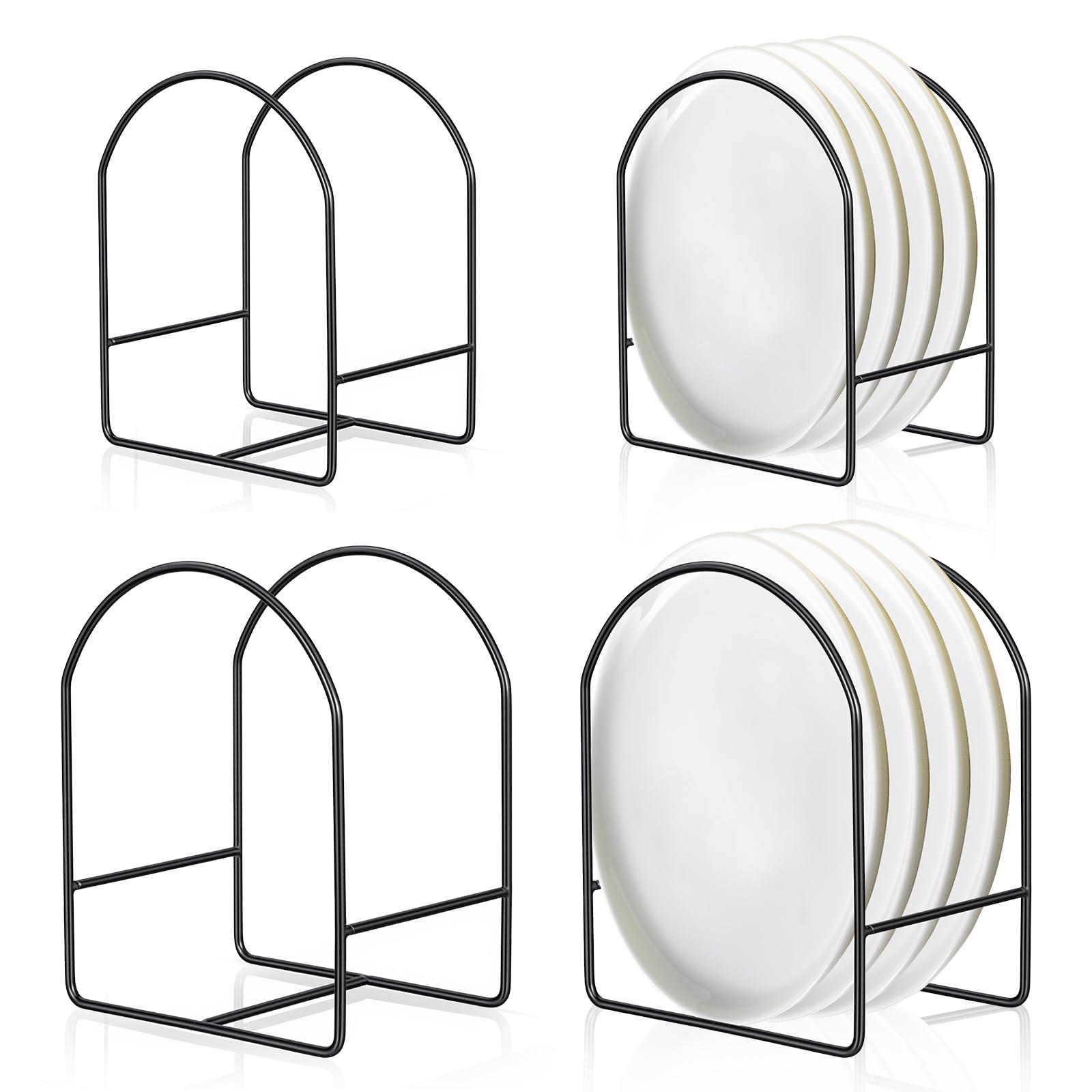 Photo 1 of **SIMILAR**
Caeuiciw 4 Packs Black Kitchen Plate Holder for Cabinet 2 Large 2 Small Dinner Dish Plate Organizer Rack Upright Dish Drying Racks Metal Dishes Racks Stand