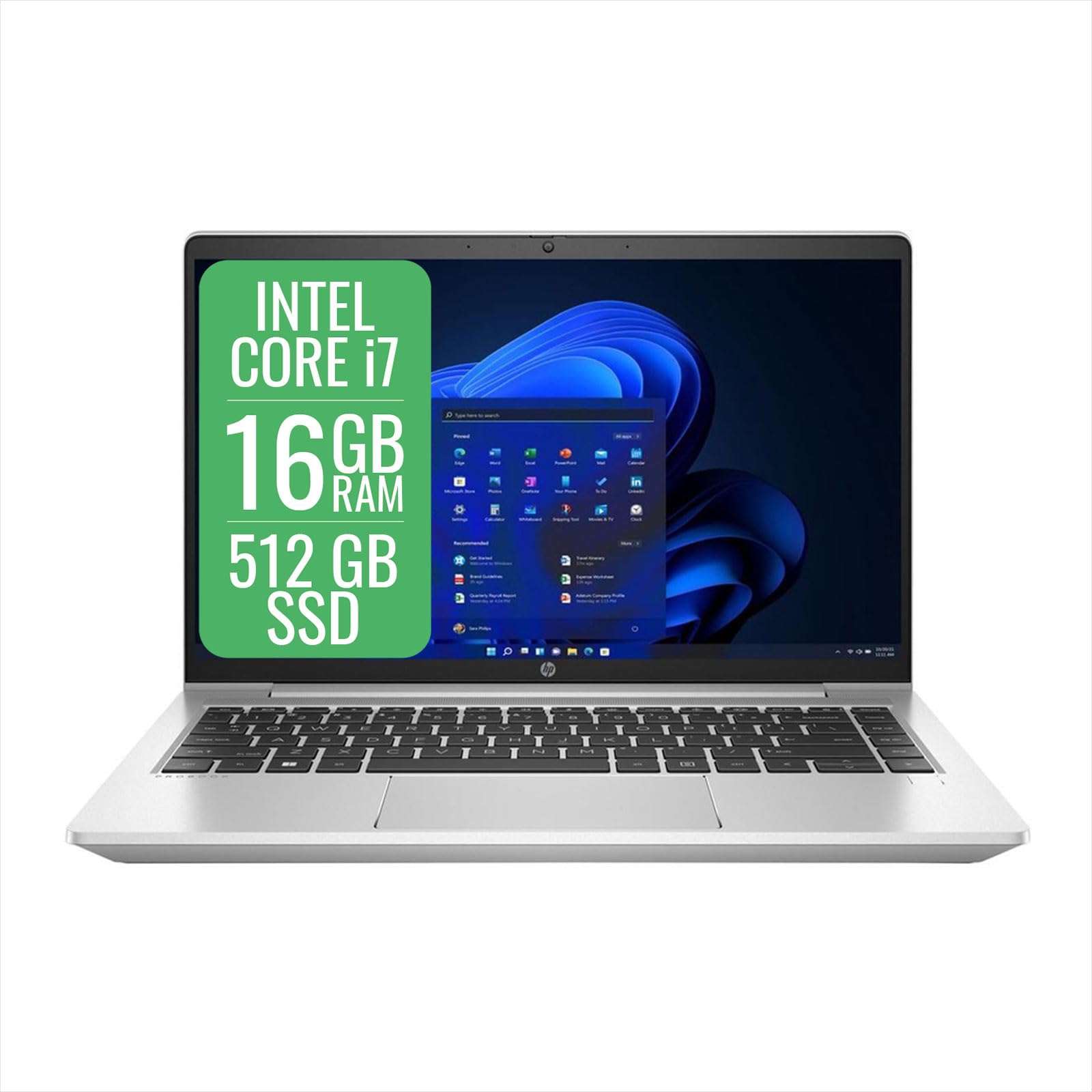 HP ProBook Laptop Computer Business, Pc Portatile Notebook Intel i7 8th, Ram 16 Gb, SSD 512 Gb, Display FHD da 14", WiFi, Windows 11 Pro + Libre Office (Ricondizionato)