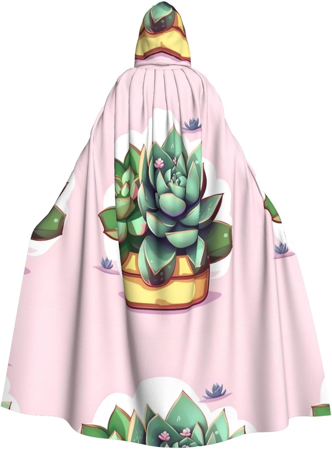 Cartoon Succulents Men Women Halloween Role Play Party Decoration Hooded Poncho Black