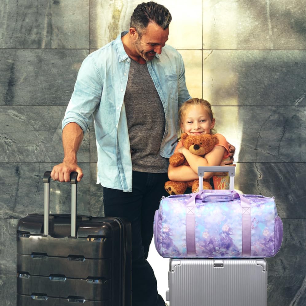 Dance Duffle Bag for Girls Sports Gym Bags with Wet Pocket Shoes Compartment Overnight Travel Duffel Bag for Girl Teens - Image 7