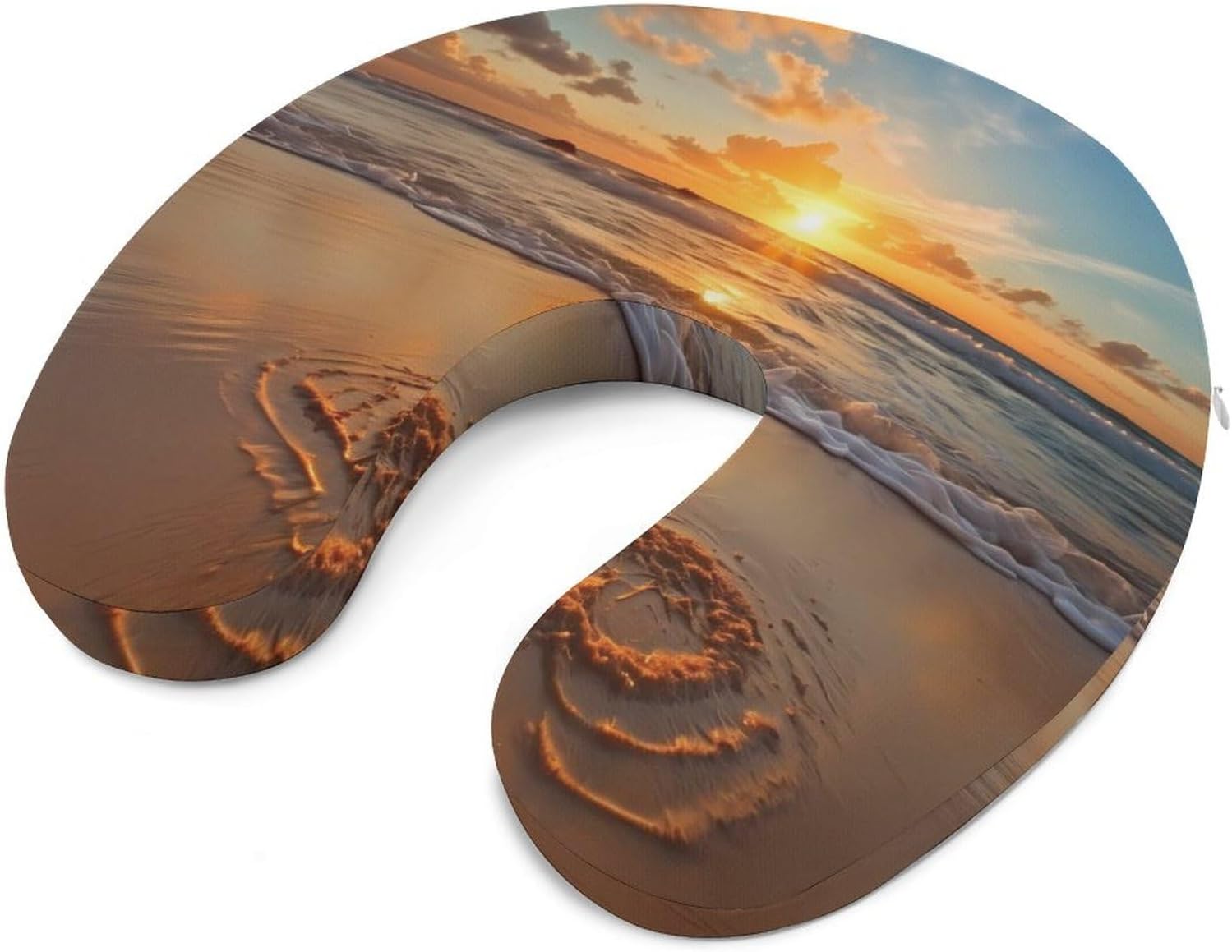 Beach Love Sunset U Shaped Neck Pillow Portable Travel Airplane Headrest Pillow Lightweight Support Pillow Cushion