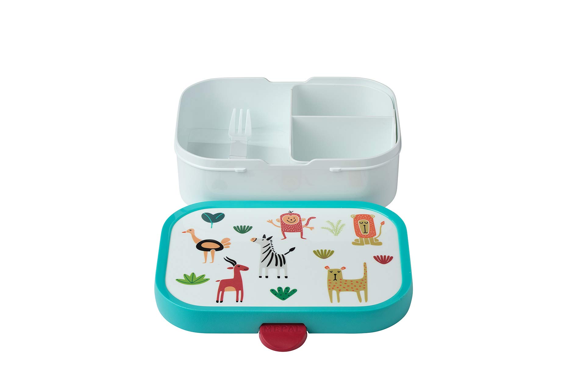 Mepal Pudełko na Lunch dla Dzieci, Pudełko Bento, Pudełko na Przekąski z Zapięciem na Klips, Bez Bpa, Nadaje Się do Mycia w Zmywarce, 750 Ml, Zwierzęcy Przyjaciele