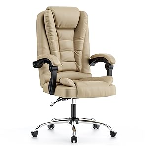 naspaluro Silla de Oficina, Silla de Escritorio con Respaldo Alto, Función de Inclinación, Silla Reclinable Ergonómico de Altura Ajustable, Silla para Computadora, Caqui