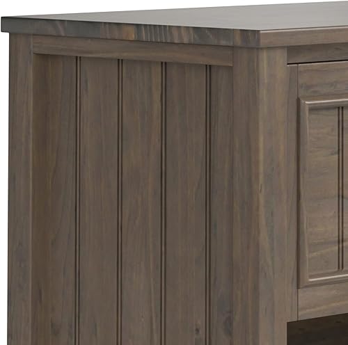 Miniatura 6 de SIMPLIHOME Lev Mesita de noche de transición de madera maciza de 24 pulgadas de ancho, color marrón ahumado, para sala de estar y dormitorio