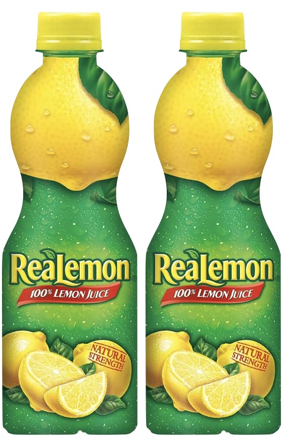 Real Lemon 100% Lemon Juice, 8 Fluid Ounce Bottles 2-pack bundle With Couger Card