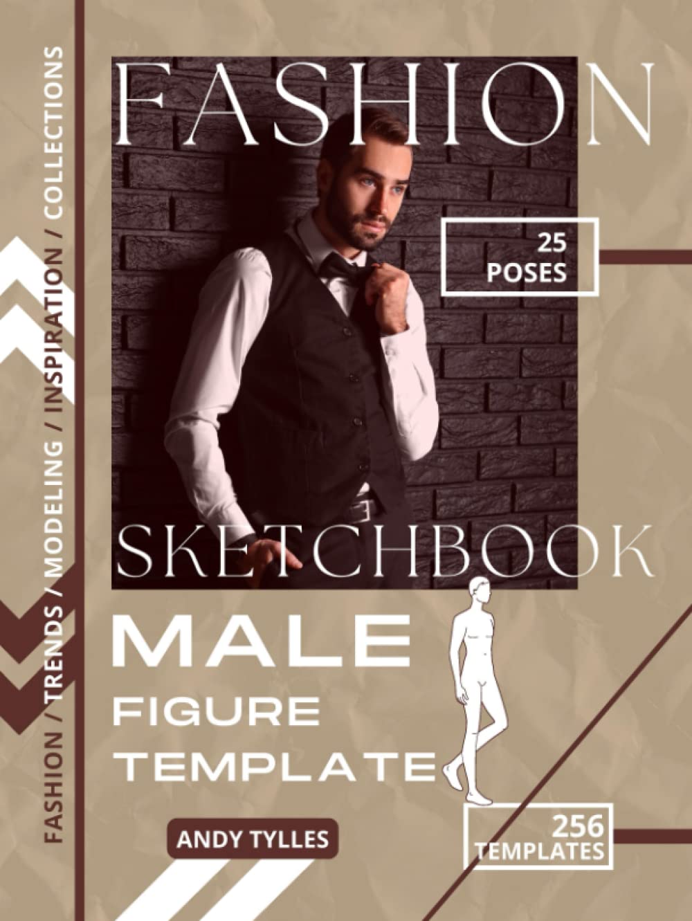 Carnet de croquis de mode homme avec 256 mannequins pour dessiner des vêtements