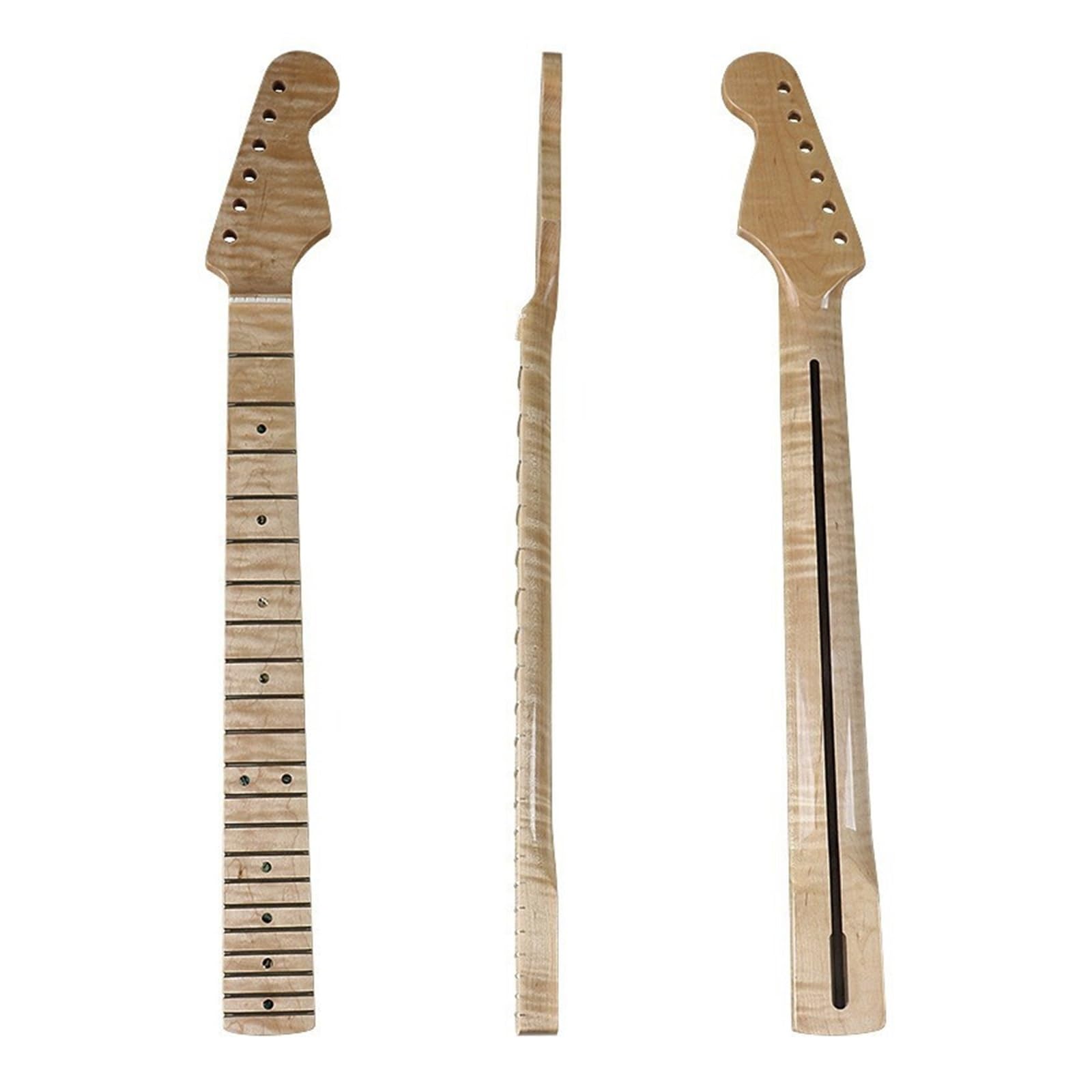 ST 6-String 21-Fret Tiger Pattern Natural Gloss Guitar Neck Assembly DIY Electric Guitar Parts