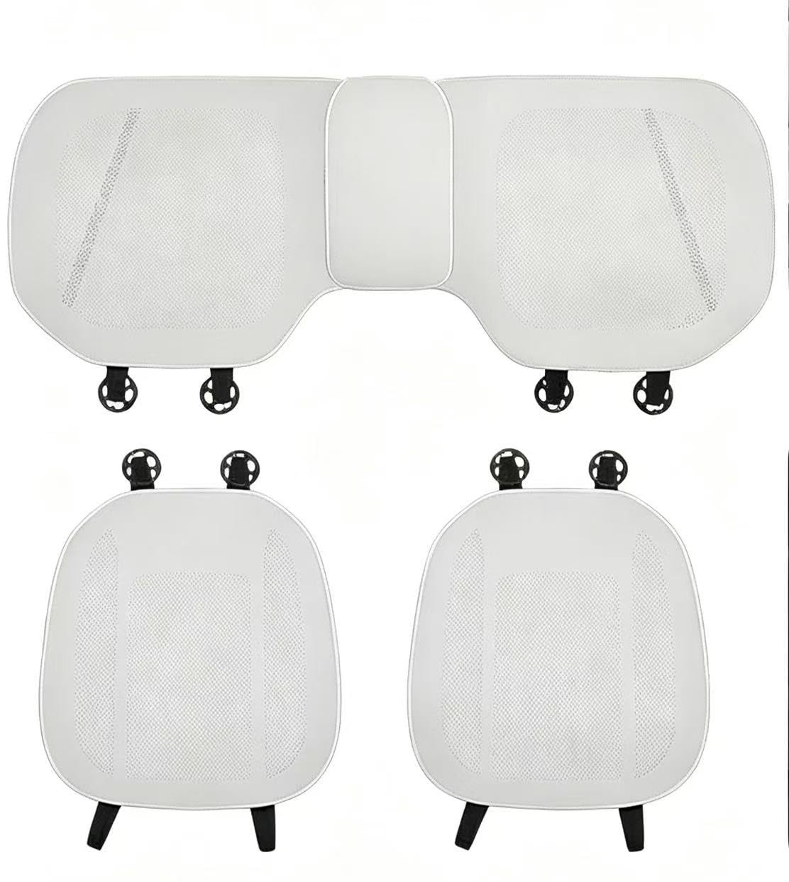 ONEMAJI 3 Pcs Front and Rear Car Seat Cushion Cover Set for Skoda KAMIQ | oberer Ladeboden | 2019-2025, Car Breathable Seat Pad Seat Protector, Summer Waterproof Seat Covers,white