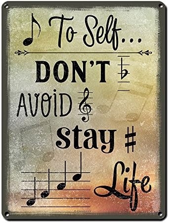 Note to Self, 8.5 x 11.5 Inch Aluminum Sign, Music Themed Decor for Music Room or Studio Wall, Gifts for Musicians, Orchestra Conductors, Songwriters, Teachers, Composers and Singers AL-0912-RK3038