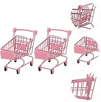 Vista 2 de Happyyami 2pcs Mini Carrito de compras de Metal Carrito de Supermercado Mini Carrito de Compras Carrito de Compras Carrito de Utilidad Carro