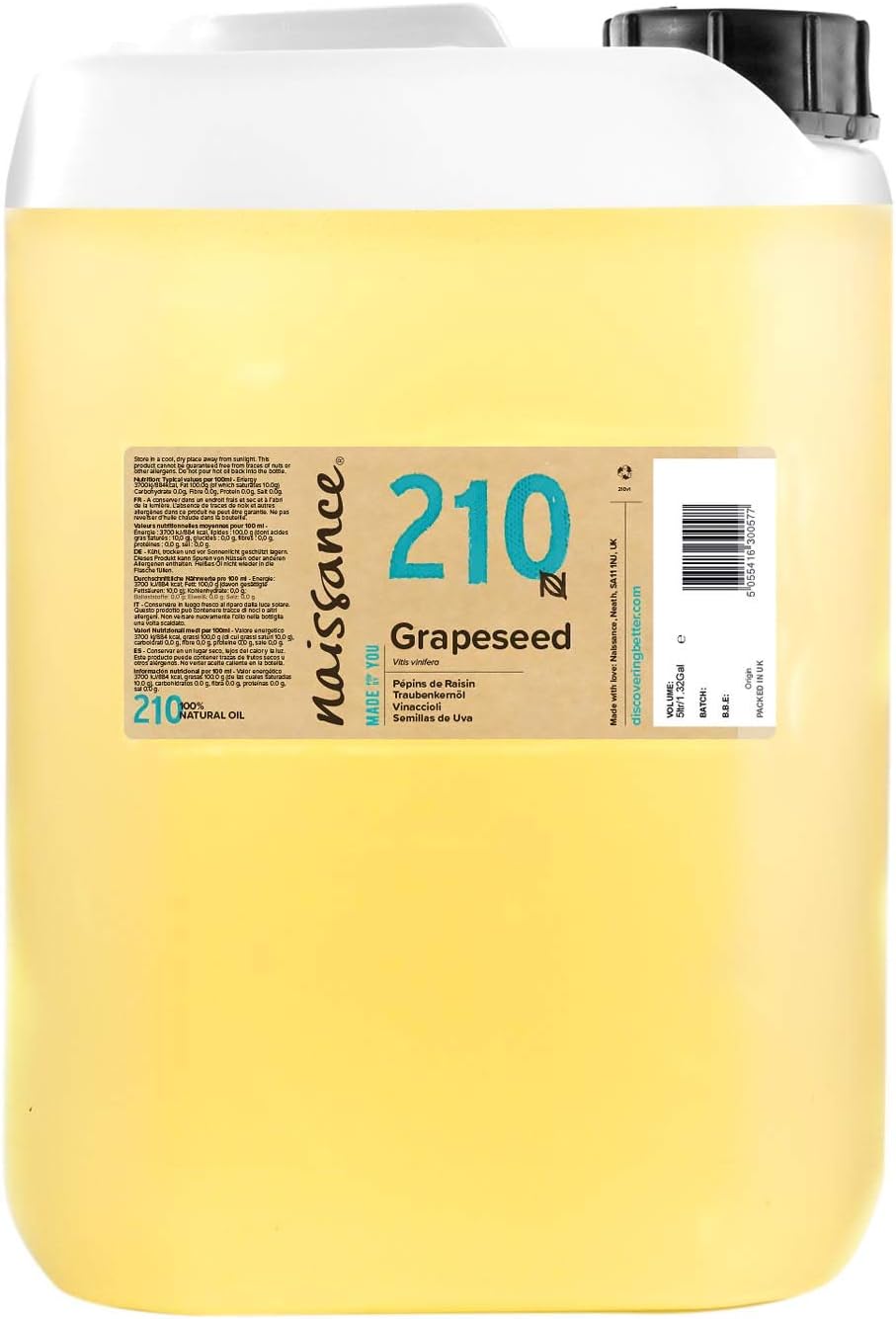 Buy Naissance Grapeseed Oil 5 Litres Natural Moisturiser And Conditioner For Hair And Skin Ideal For Massage And Diy Beard Oil Online In Uk B004rg9l1c