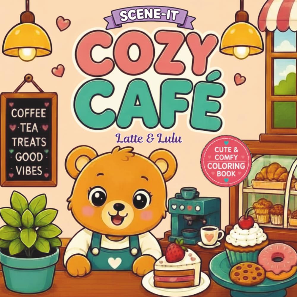 COZY CAFE: Cute and Comfy Coloring Book for Adults and Kids (SCENE-IT Cute & Cozy Coloring)