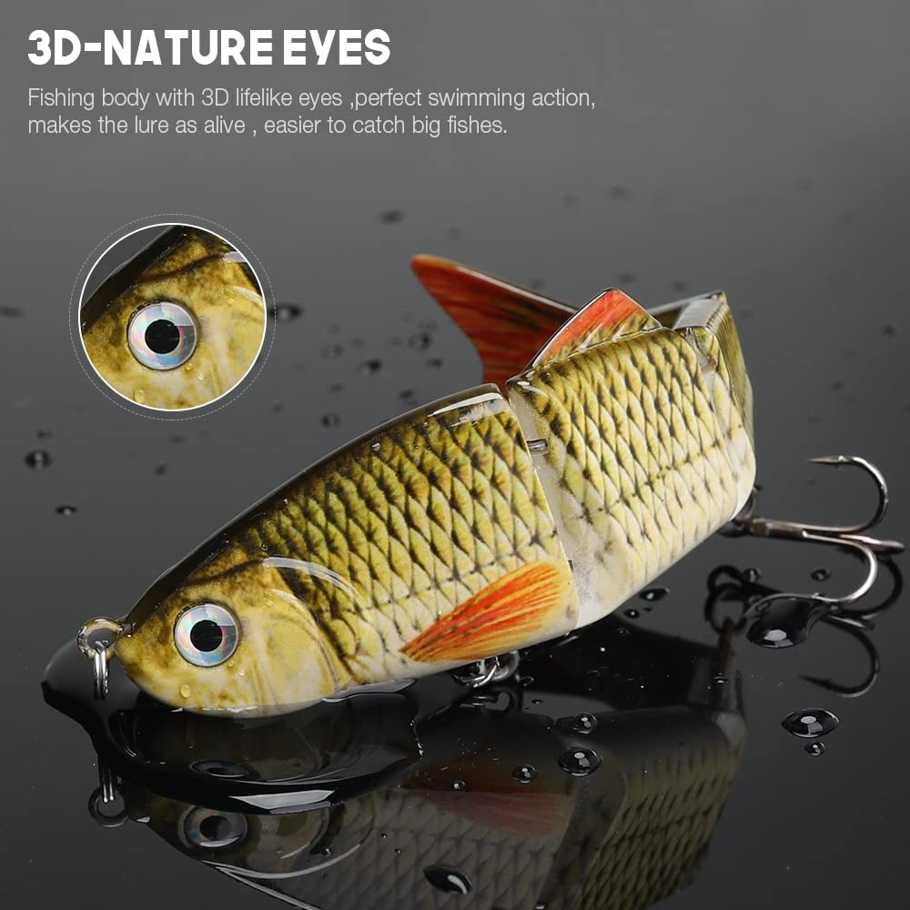 3pcs/Los 16G 12 cm sinkend 4-segmente lebensechte Fischerei Köder Wobblers Sets von Ködern Swimbait Hartköderfischen (Color : Set A)