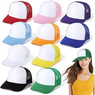 10 Stück leere Trucker-Mützen mit Sublimationsdruck, bequeme Trucker-Mützen aus Polyester-Mesh, Unisex-Mesh-Baseball-Hysteresenkappen, Sommer-Mesh-Caps für Männer und Frauen, 10 Farben