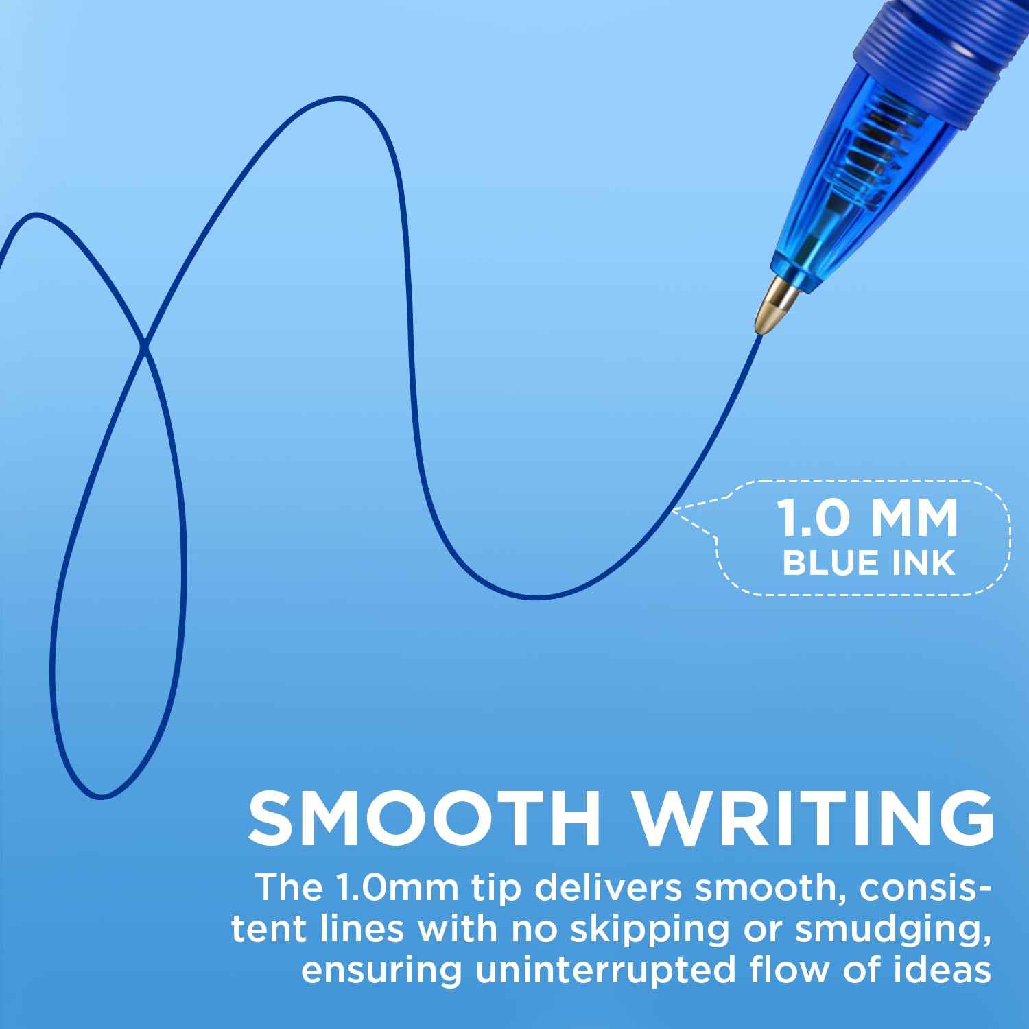 deli Pens Bulk 50 Pack Ballpoint Pens Blue Ink 1 0MM Medium Point Smooth Writing Retractable Pen with — view 5