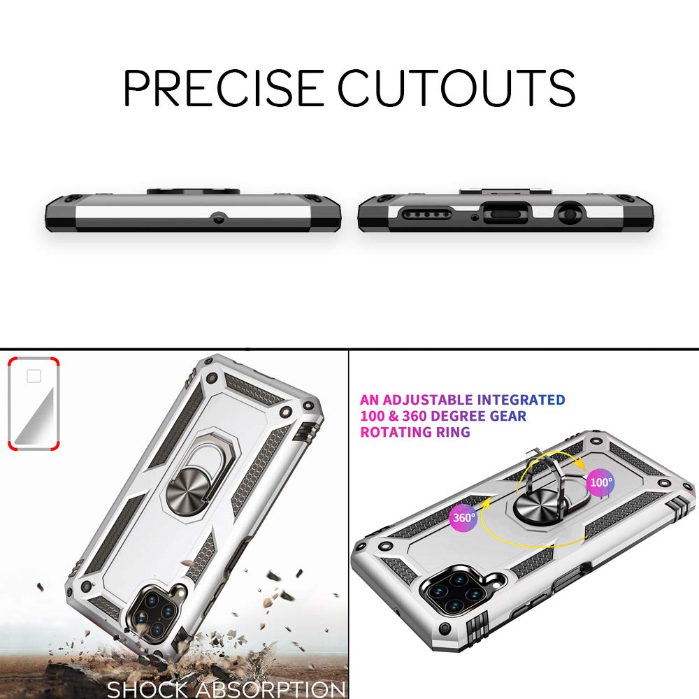 NALIA Ring Handyhülle Für Huawei P40 Pro – Mit 360° Drehbarem Ring, Magnetisch Für Auto-Halterung, Stoßfest