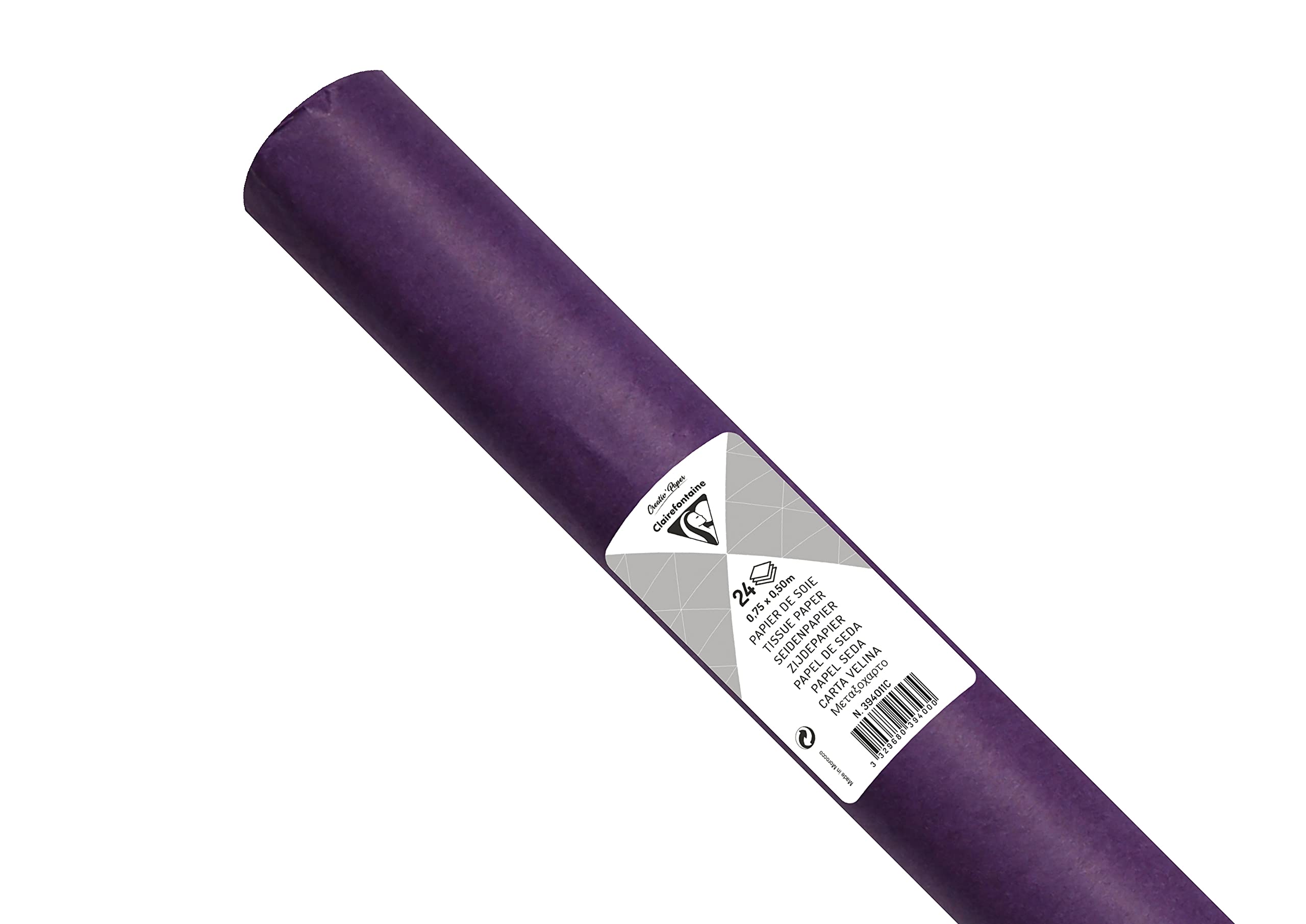 Clairefontaine 394011C Roll of 24 Sheets Silk Paper 18g/m² Format 50x75cm Fine Delicate Resistant Creative Leisure Packaging Creative Activity Violet Colour