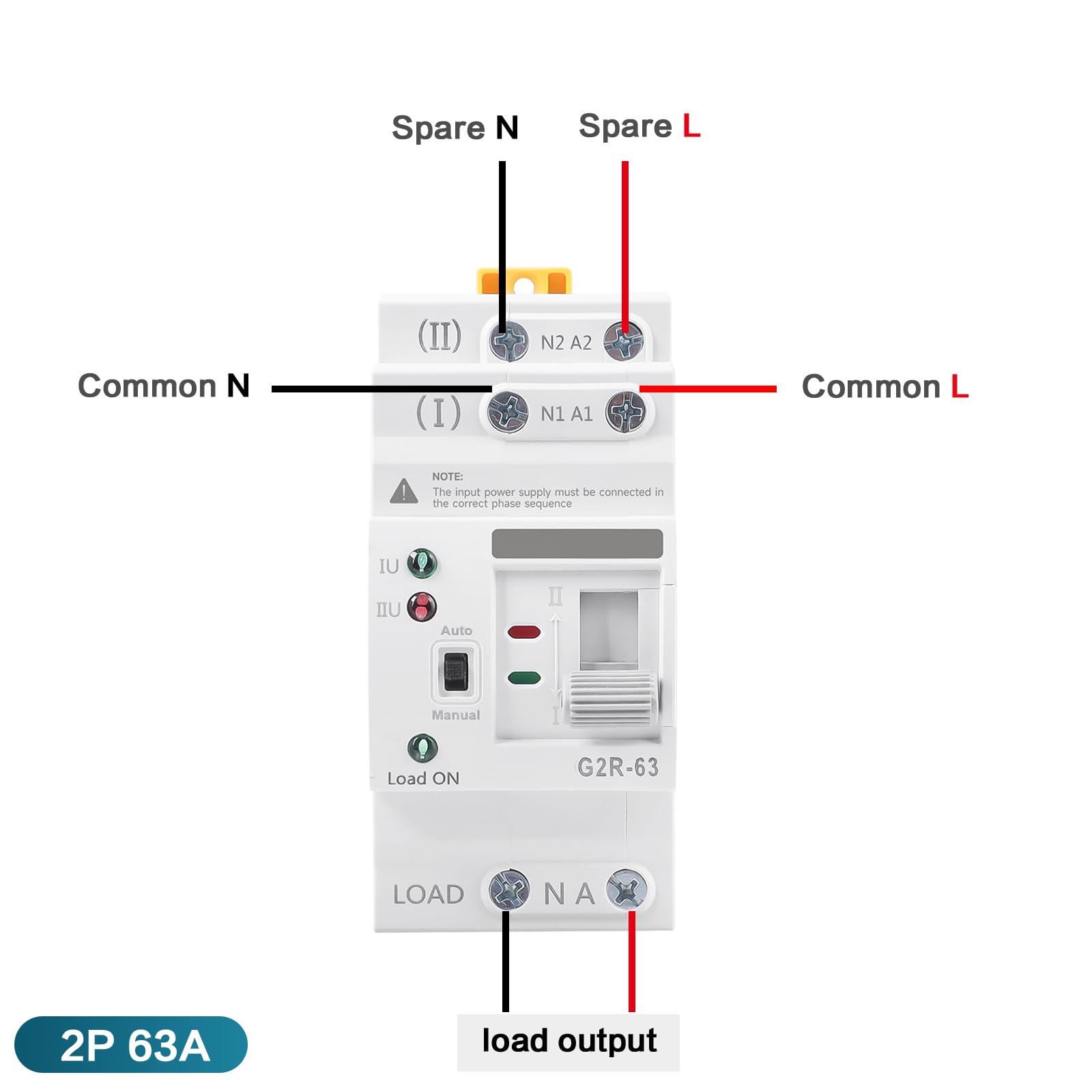 Jadeshay Commutateur de Transfert Automatique G2R ATS Inverseur de Source Automatique 63A 2P Sélecteurs électriques 220V