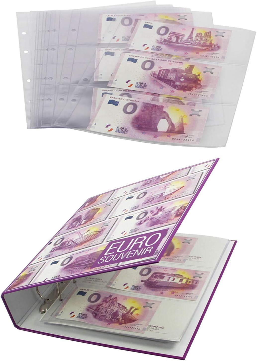 SAFE 3102 classeur a billets de 0 euros (souvenirs) 2018 avec 53 feuilles transparentes | album billet de collection 0 euro I Contenu en allemand