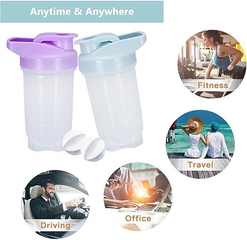 Miniatura 5 de Shaker Bottle Protein Shakes Cup y botella agitadora de 10 onzas10.1 fl oz con bolas batidoras, juego de botellas de proteínas, plástico sin BPA