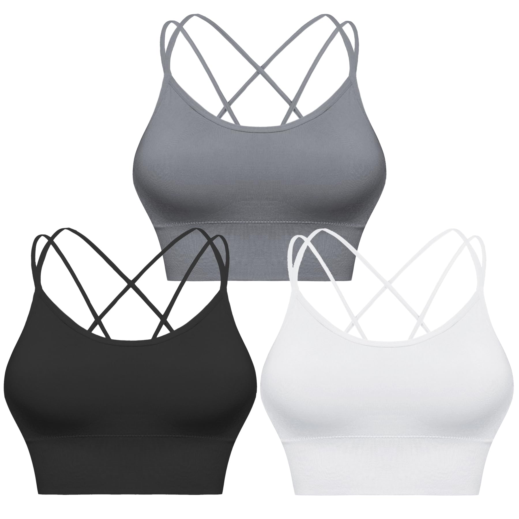 Sykooria Reggiseno Sportivo Donna Top Reggiseno Donna Senza Ferretto con Imbottito Top Donna Fitness Supporto Bustino per Yoga Running S-XL