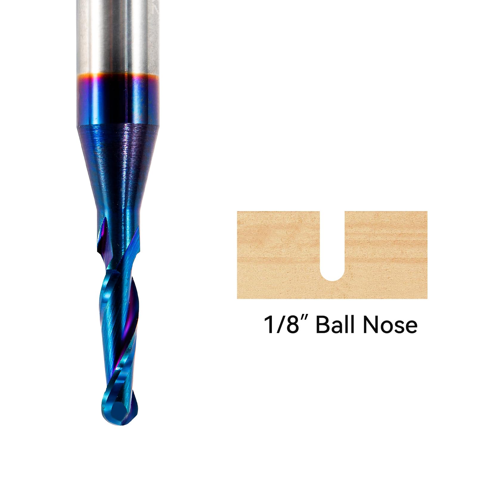 Lot de 2 fraises à défoncer CNC avec tige de 6,35 mm de diamètre de coupe en carbure de tungstène avec revêtement nano bleu pour fraisage latéral, usinage de finition (0,6 x 0,6 x 5,1 cm)