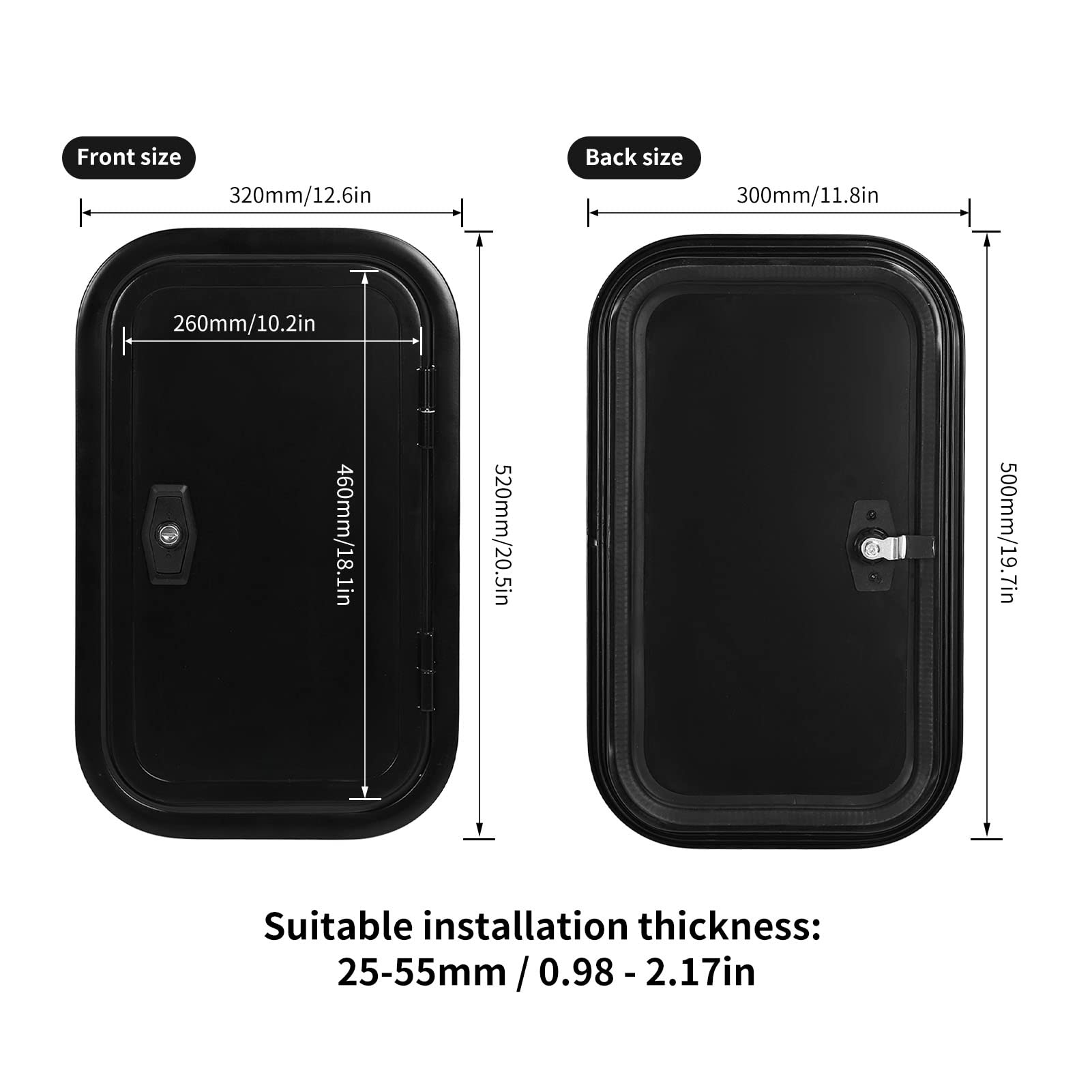 Porte-bagages de Rangement pour Camping-car, Porte-bagages de Camping-car Noir Robuste avec Coins Arrondis Carrés avec Serrure Plate et Clés pour Camping-car