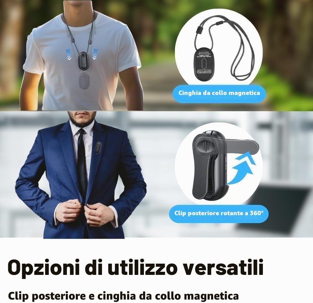 Mini Camera Sport 4K Body Cam POV Action Camera 360 Gradi Rotante e Clip Magnetica impermeabile 170° Grandangolo Cam Portatile per Vlogging Velo Moto Registrazione Audio e Video, Accessorio Multi