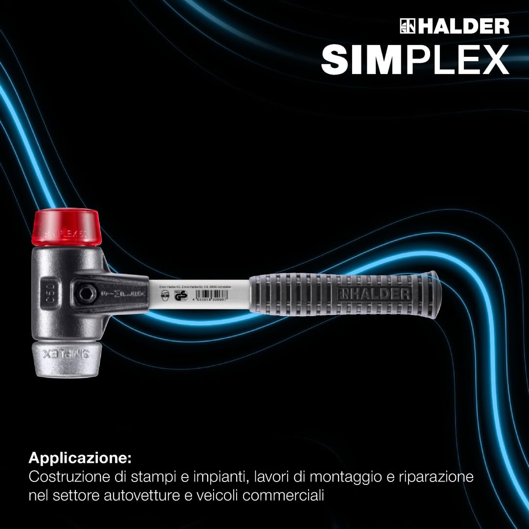 Halder 3769040 plastica/metallo morbido con manico in fibra, multicolore, 40 mm