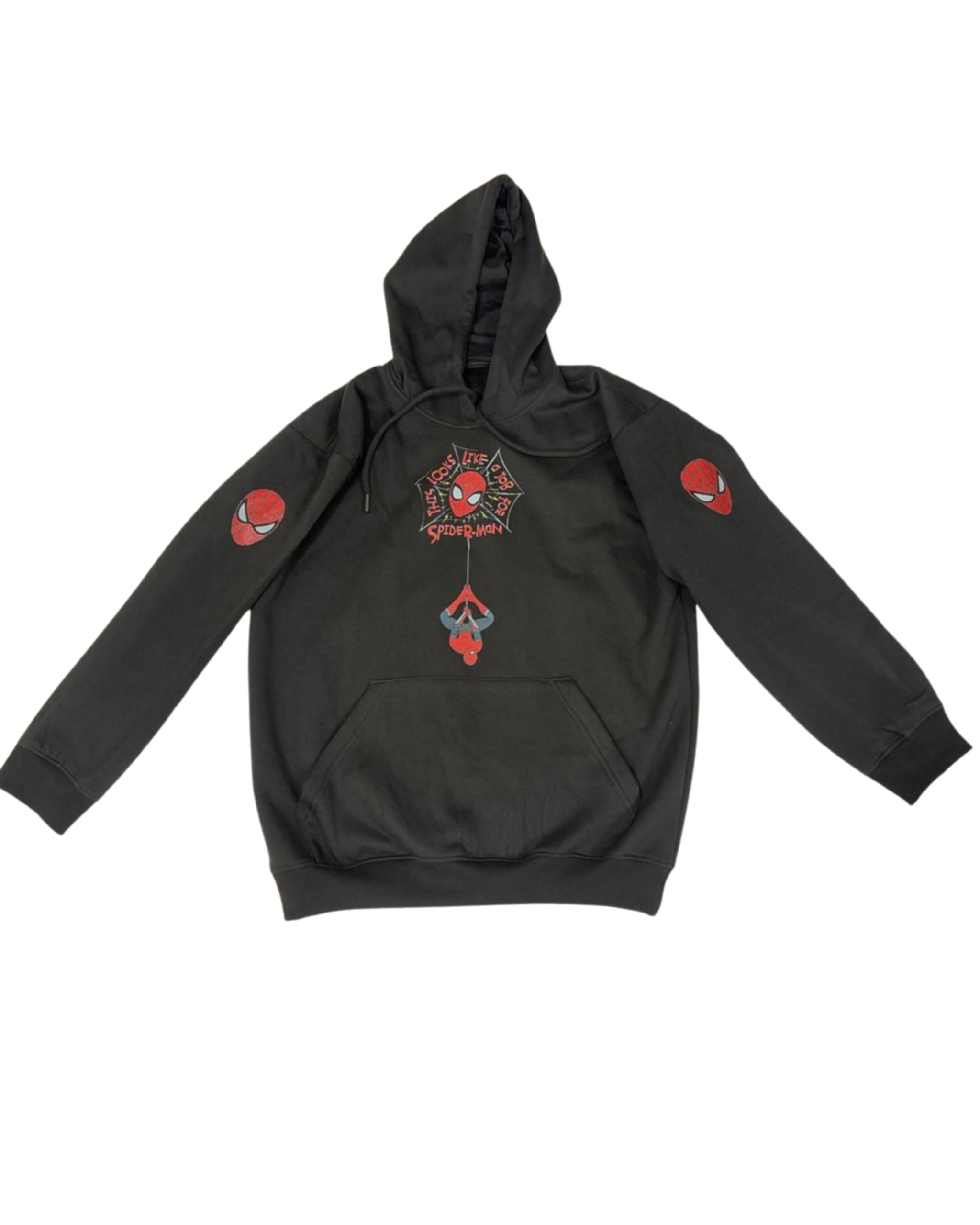Premium Black Cotton Hoodie with Character Graphics, Pullover Sweatshirt, Superhero Theme-image-36