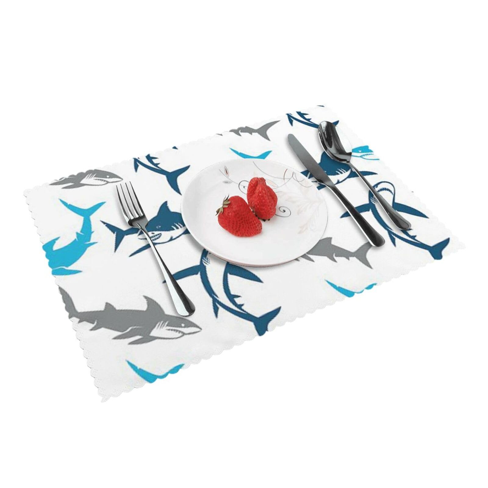 Bnvsadc Sharks 4 Pcs Heat Resistant Placemat 45X30 Cm, Printed Non-Slip Place Mats For Kitchen Dining Table Indoor Outdoor