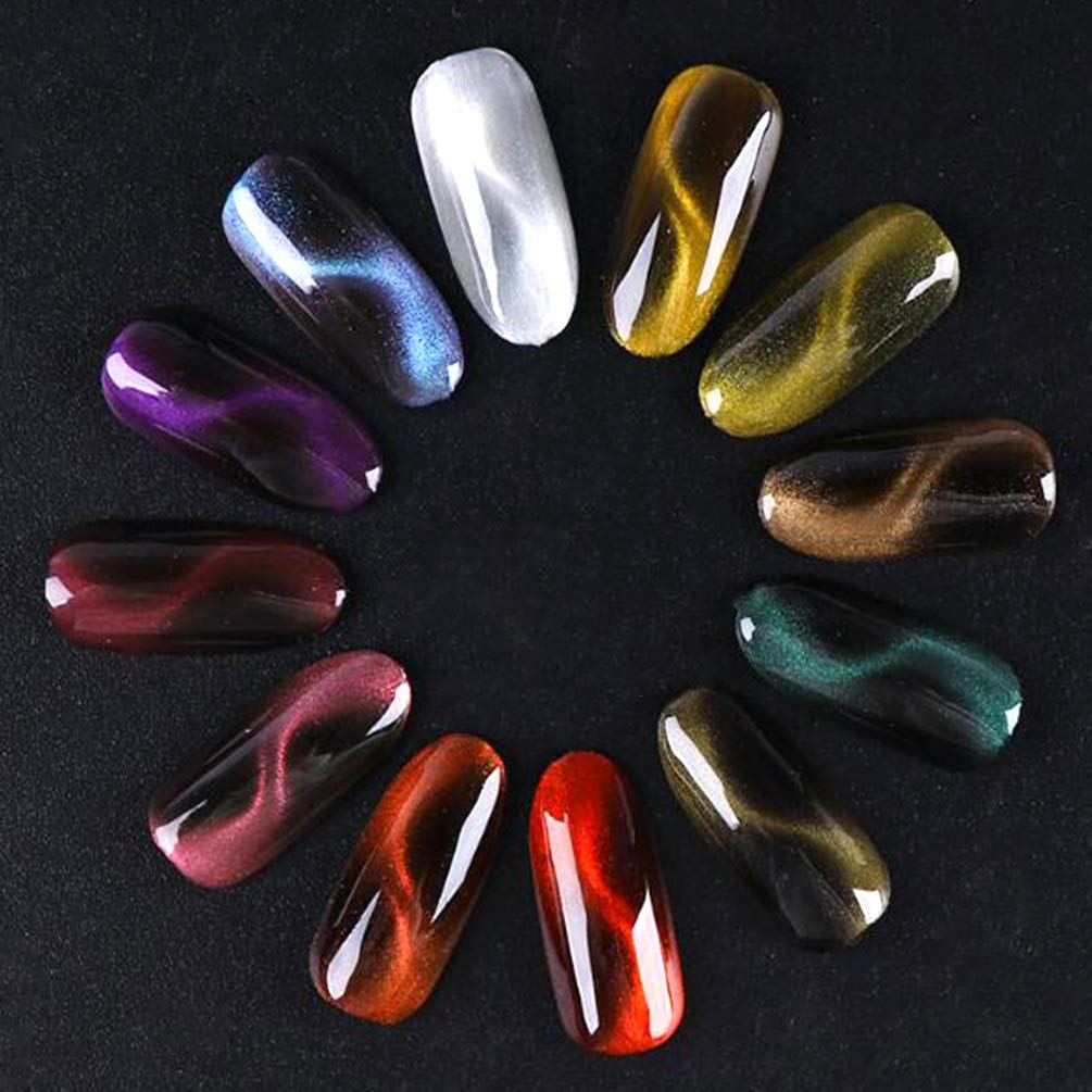 Polvo de uñas de ojo de gato, 12 rejillas, imán de uñas, pigmento, polvo de inmersión, espejo, purpurina para esmalte de gel UV, herramienta de manicura de cielo estrellado 7