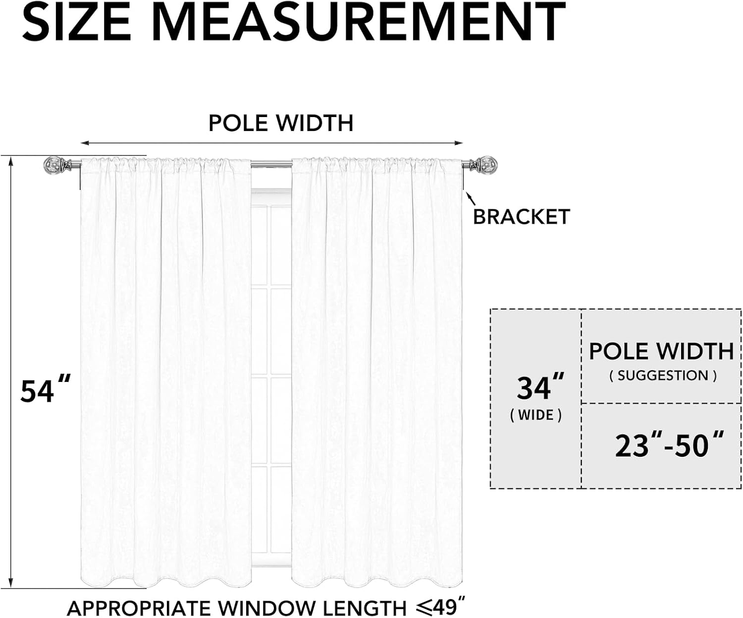 Easy-Going Rod Pocket Blackout Curtains for Bedroom, Room Darkening Window Curtains for Living Room, Thermal Insulated Noise Reduction Solid Window Drapes, 2 Panels(34x54 in, Ivory)