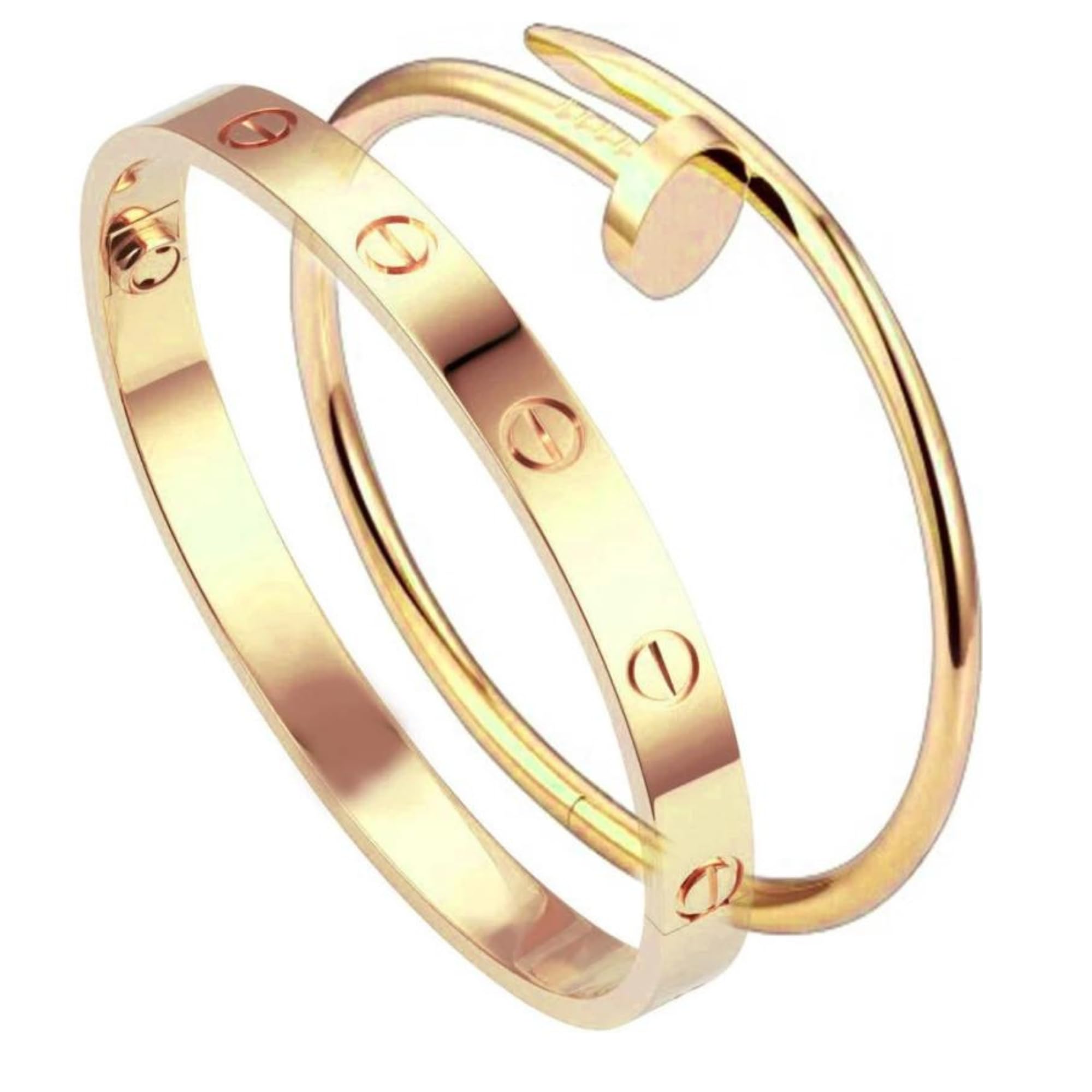 Dulcett India | Stainless Steel Bracelets | Nail and Love Bracelets | Cubic Zircona Gold Plated Bracelet for Women & Girls | Gold Color Pack of 2 (Adjustable Size). (B0CJMQ6ZKZ) Amazon Price History, Amazon Price Tracker