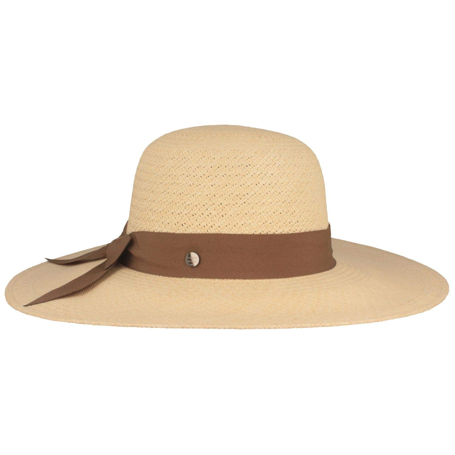 Breiter Cappello Panama da Donna Cappello da Sole di Paglia Estivo Campana con Fiocco Intrecciato a Mano in Ecuador