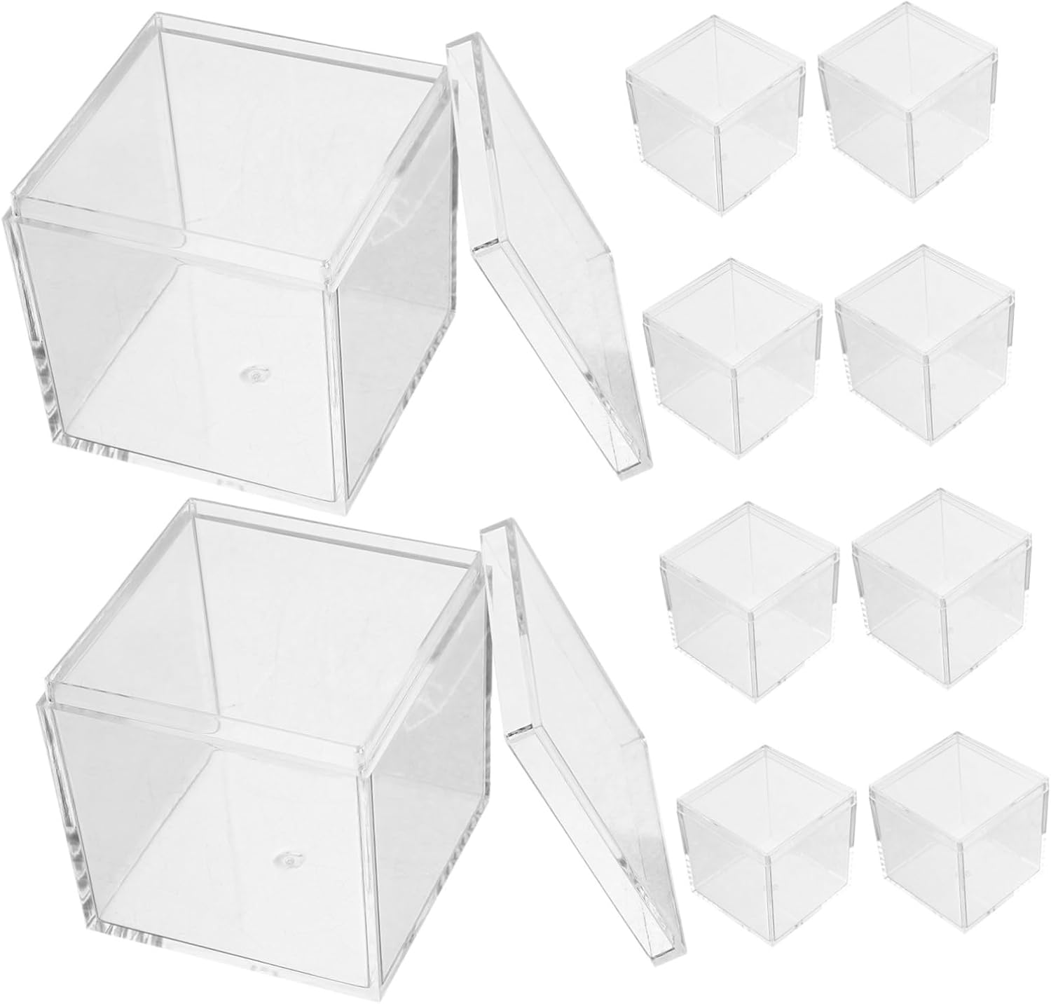 Gatuida 10pcs Food Grade Acrylic Specimen Case Cube Box for Mineral Sample Storage Display Container Lid
