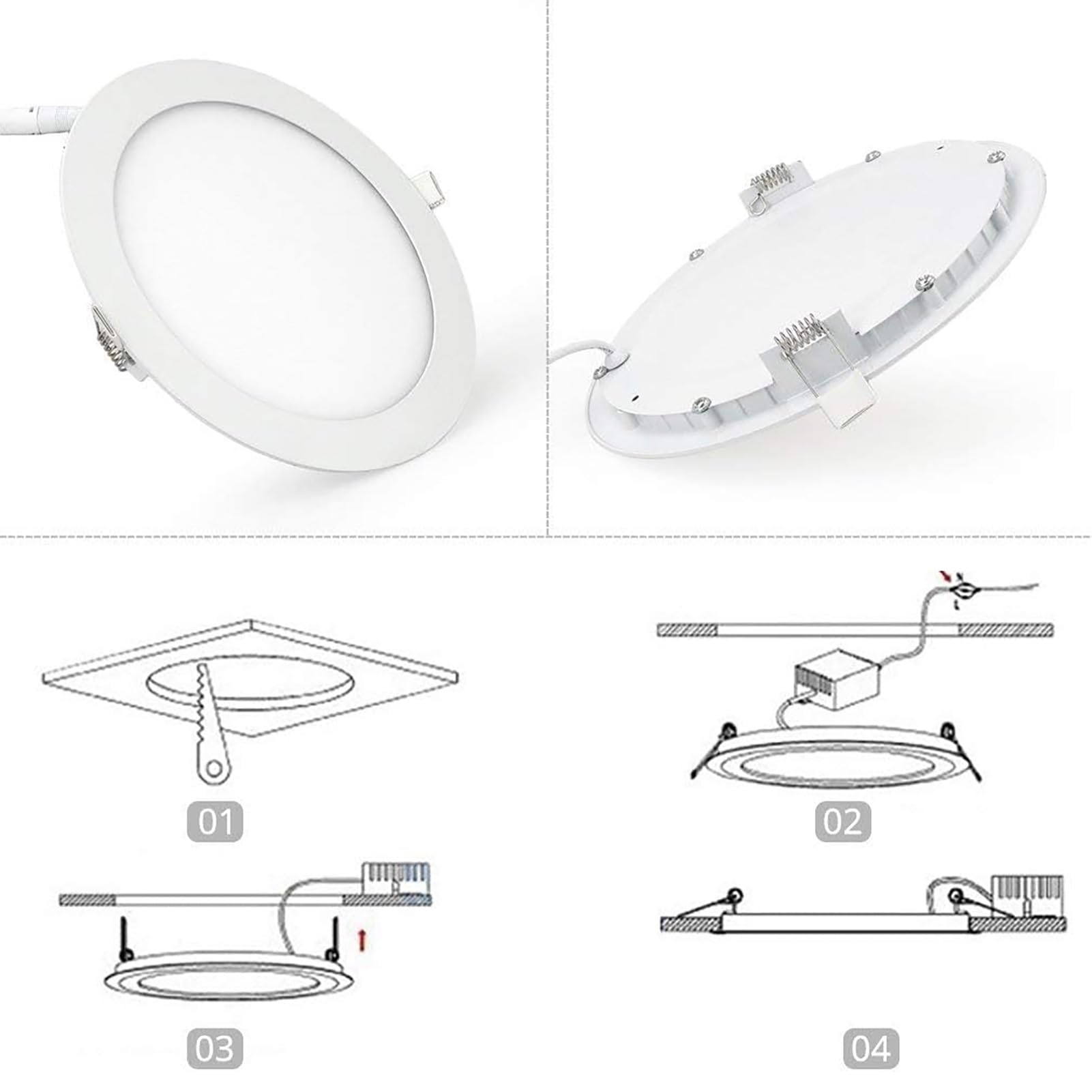 Oświetlenie Sufitowe Led Oświetlenie Sufitowe Wpuszczane 6000K Zimne Światło Odpowiednie Do Galerii Handlowych/sypialni/salonu/kuchni(18w,3pcs)