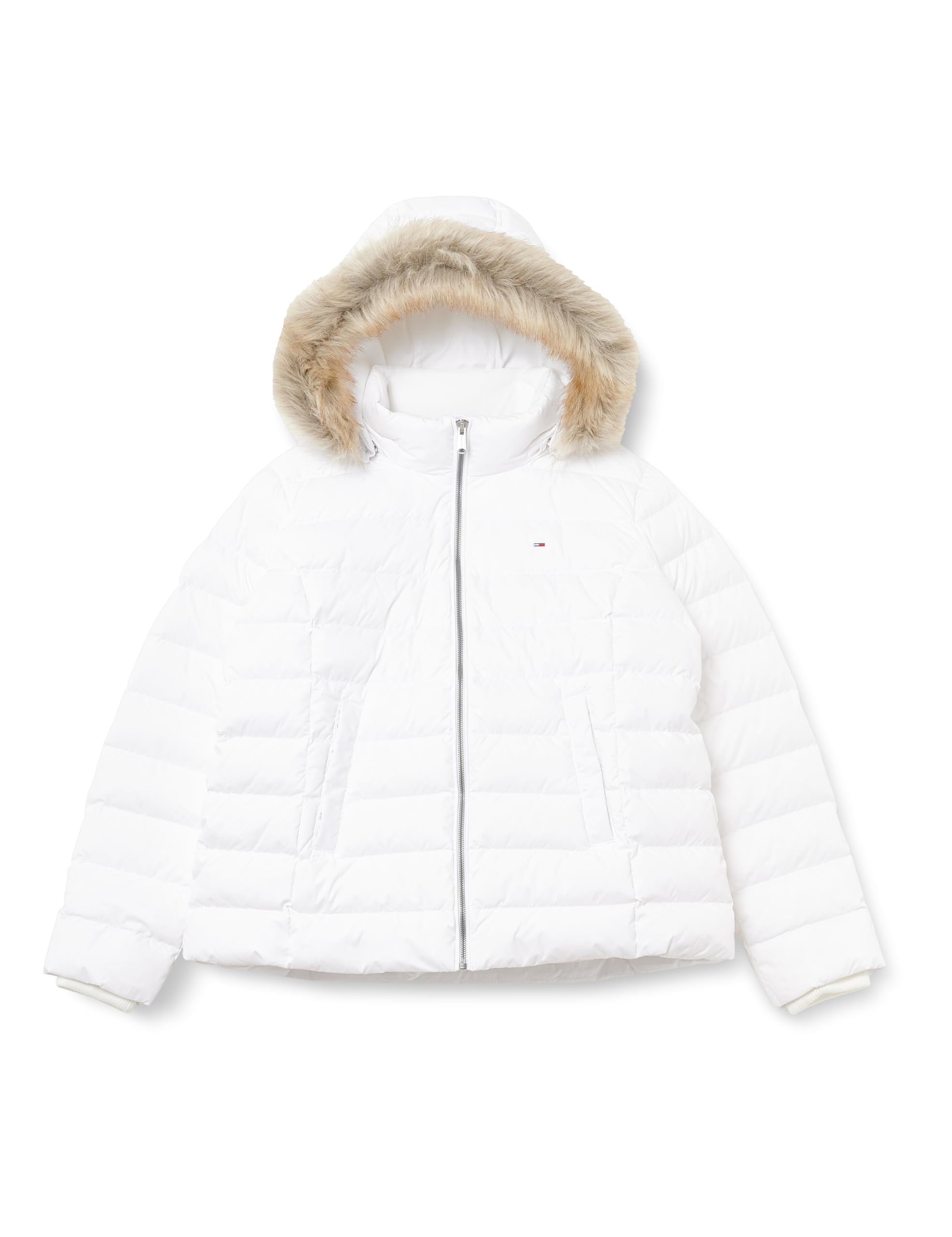 Tommy Jeans Women's Tjw Basic Hooded Down Jacket Ext Dw0dw18312 Puffer Jacket, White (White 312), XL