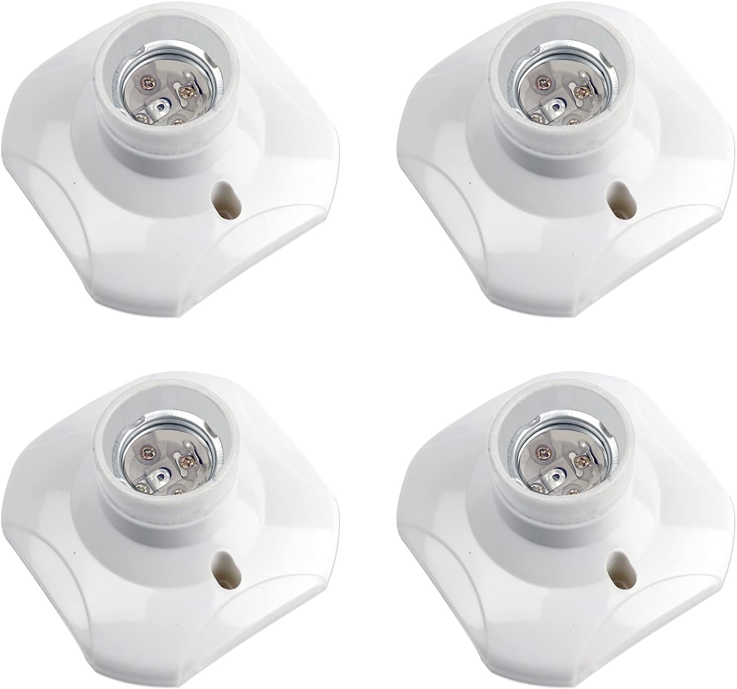 E27 Screw Light Bulb Socket Holder, ES Lamp Holder Base, Edison Screw E27 Wall Socket, AC 220-250V, Ceiling Light Fitting, White, 4pcs