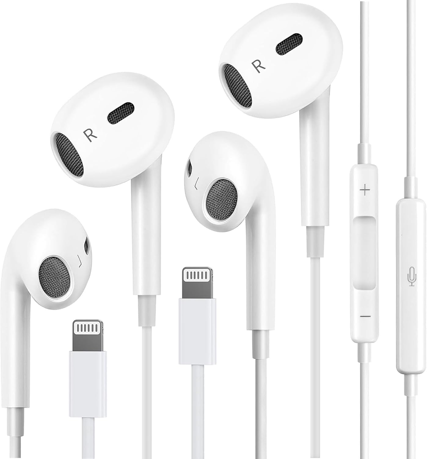 Wired Earphone Bluetooth with Lightning Connector, [MFi Certified] with Microphone Volume Control Music and Calling Headphones Compatible for iPhone 14/13/12/11/SE/X/XR/XS_Pack of 2-image-30