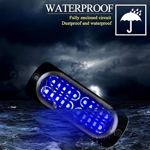Miniatura 6 de Barra de luz estroboscópica de emergencia azul de 4 LED, 18 modos intermitentes, montaje en superficie ultrafina, luz intermitente, luces de
