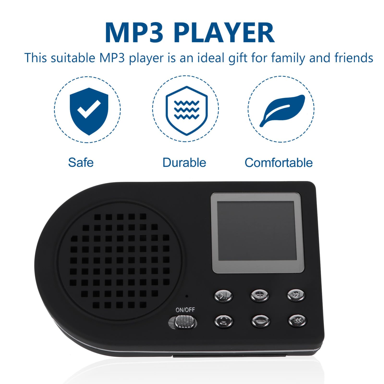 Mp3 Portatile Nero con Display Lcd e Batteria Integrata Alta Capacità, Apparecchiatura la Riproduzione Musicale con Cavo Usb, come Regalo per Famiglia e Amici