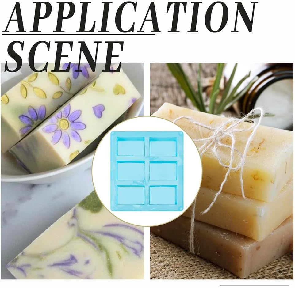12 Pcs 3 Colors Silicone Soap Molds, 6 Cavities Rectangle Soap Making Molds Pop Out DIY Craft Soap Bar Molding Tools for Soap, Bath Bombs, Candle, Chocolate