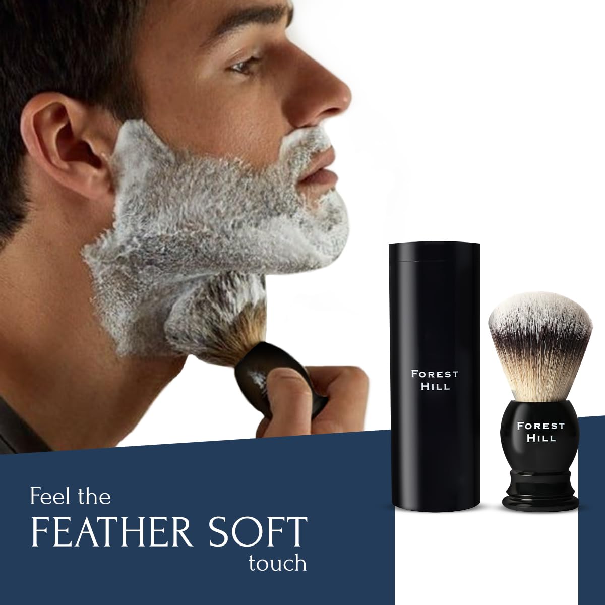 Forest Hill Ashford Premium Shaving Brush For Men, Super Soft Bristles & Ergonomic Design With Brush Holder, Compact & Easy Grip, Ideal For Personal & Professional Salon - Image 4 thumbnail