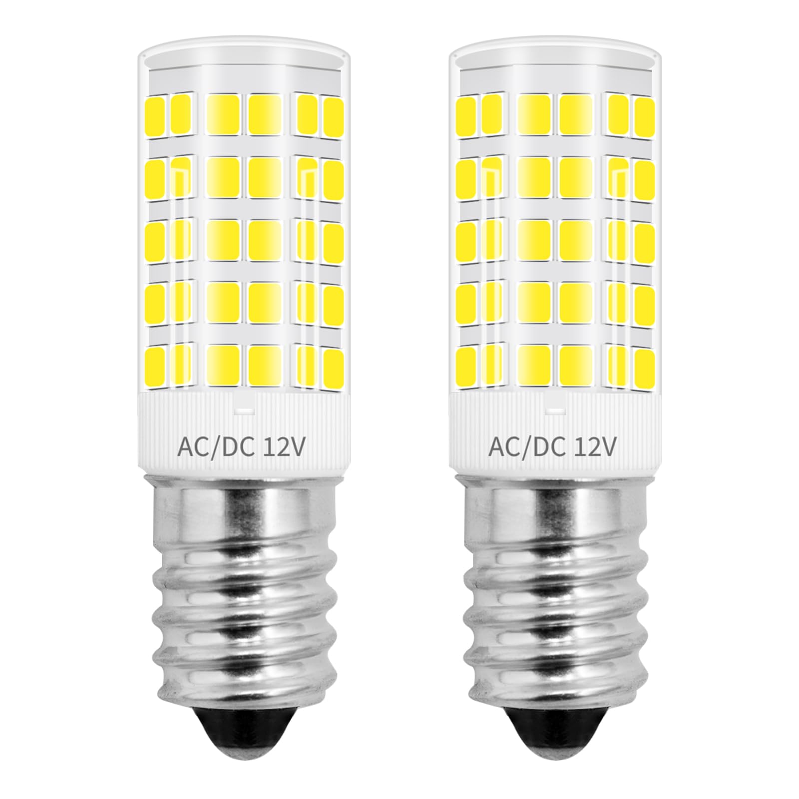 ZHENMING E14 LED Bulb AC/DC 12V 4W Dimmable Small Screw Light Bulb, Cool White 6000K E14 LED Candle Bulb Equivalent to 40W Halogen Lamp for Salt Lamp Cooker Hood RV Camper Marine (Pack of 2)