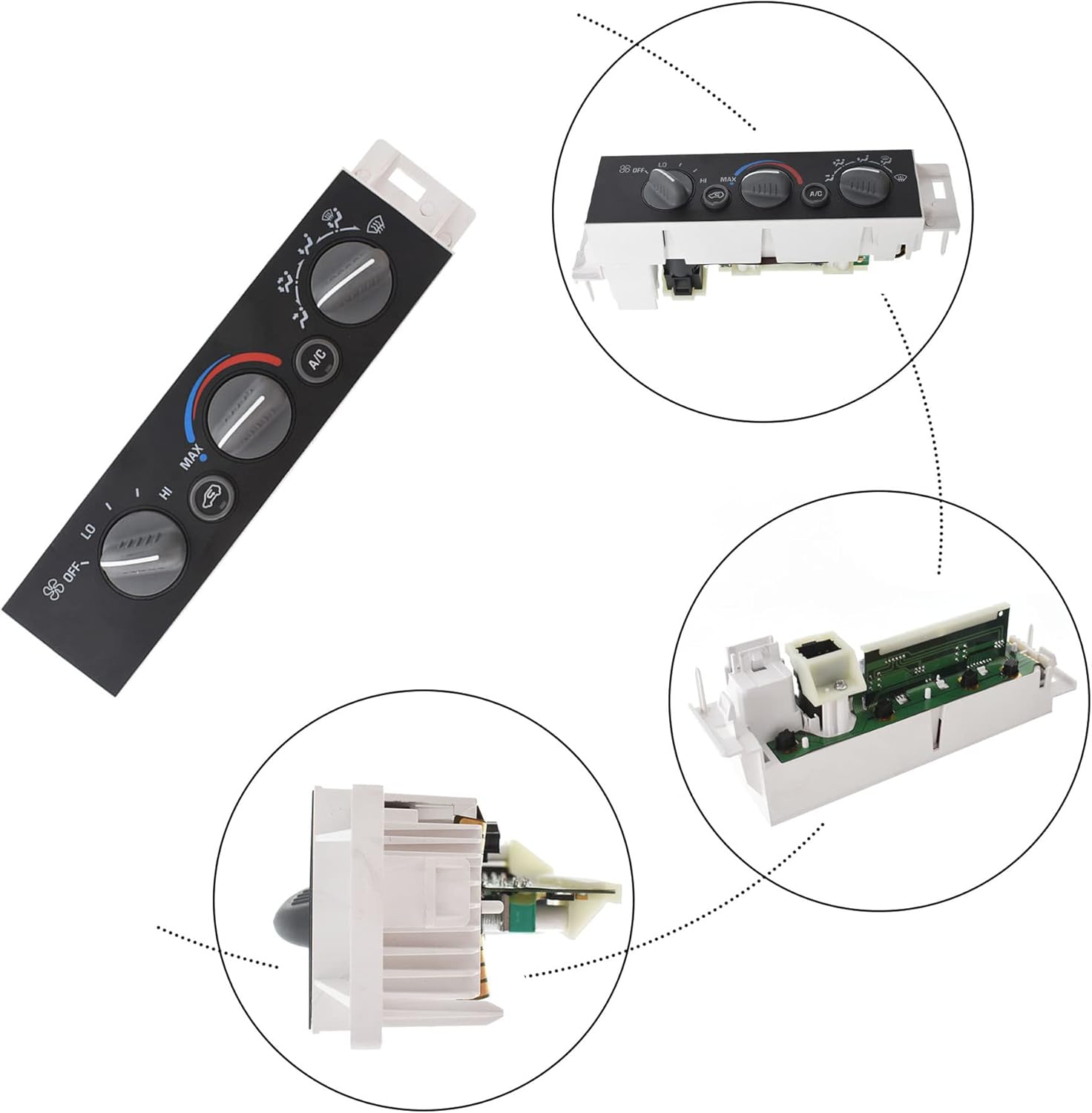 Caenagrion HVAC AC Heater Control Panel Replacement for C1500 C2500 C3500 K1500 K2500 K3500 Pickup Silverado Suburban 1996-2000, Push Button Switch, Rotary Actuator, Manual Operation, Black