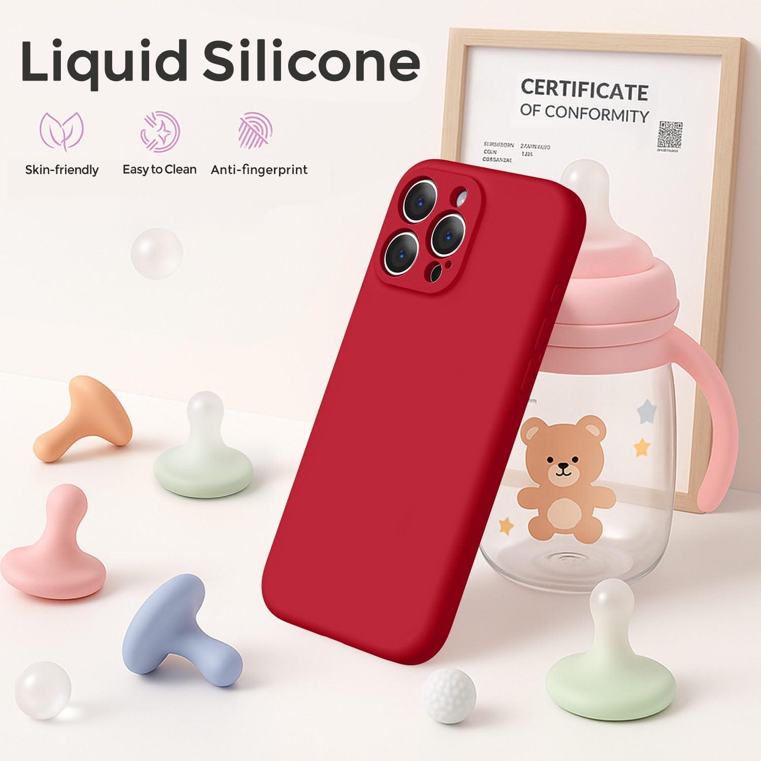 Ktele Magnetic for iPhone 16 Pro Max Case [Compatible with Magsafe] [Premium Silicone Satin-Smooth Touch] Slim Shockproof Anti-Scratch Microfiber Lining Case, 6.9 inch, Red - Image 4