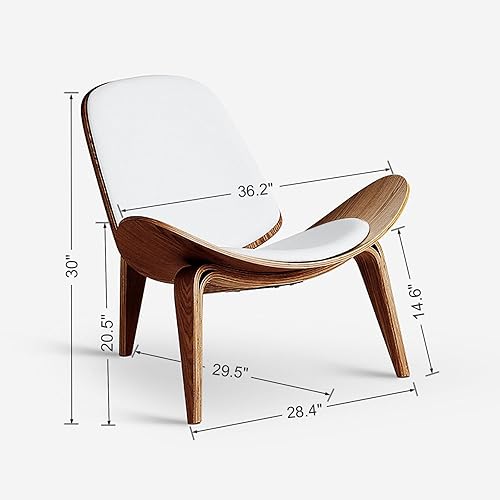 Miniatura 14 de OAKHAM Comfy Shell - Silla decorativa moderna de mediados de siglo para sala de estar y dormitorio, con almohadillas protectoras para los pies,